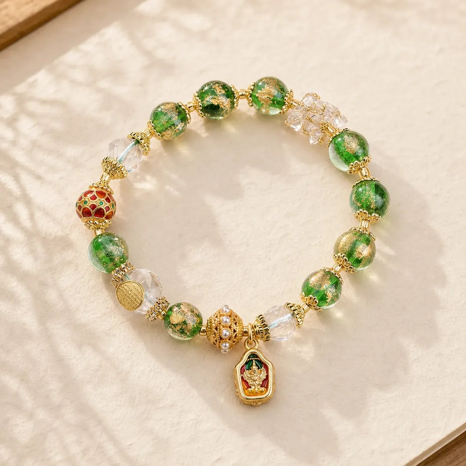 Liuli Glass 925 Sterling Silver Copper Keep Away Evil Spirits Bracelet featuring Silver, Copper, Five Elements