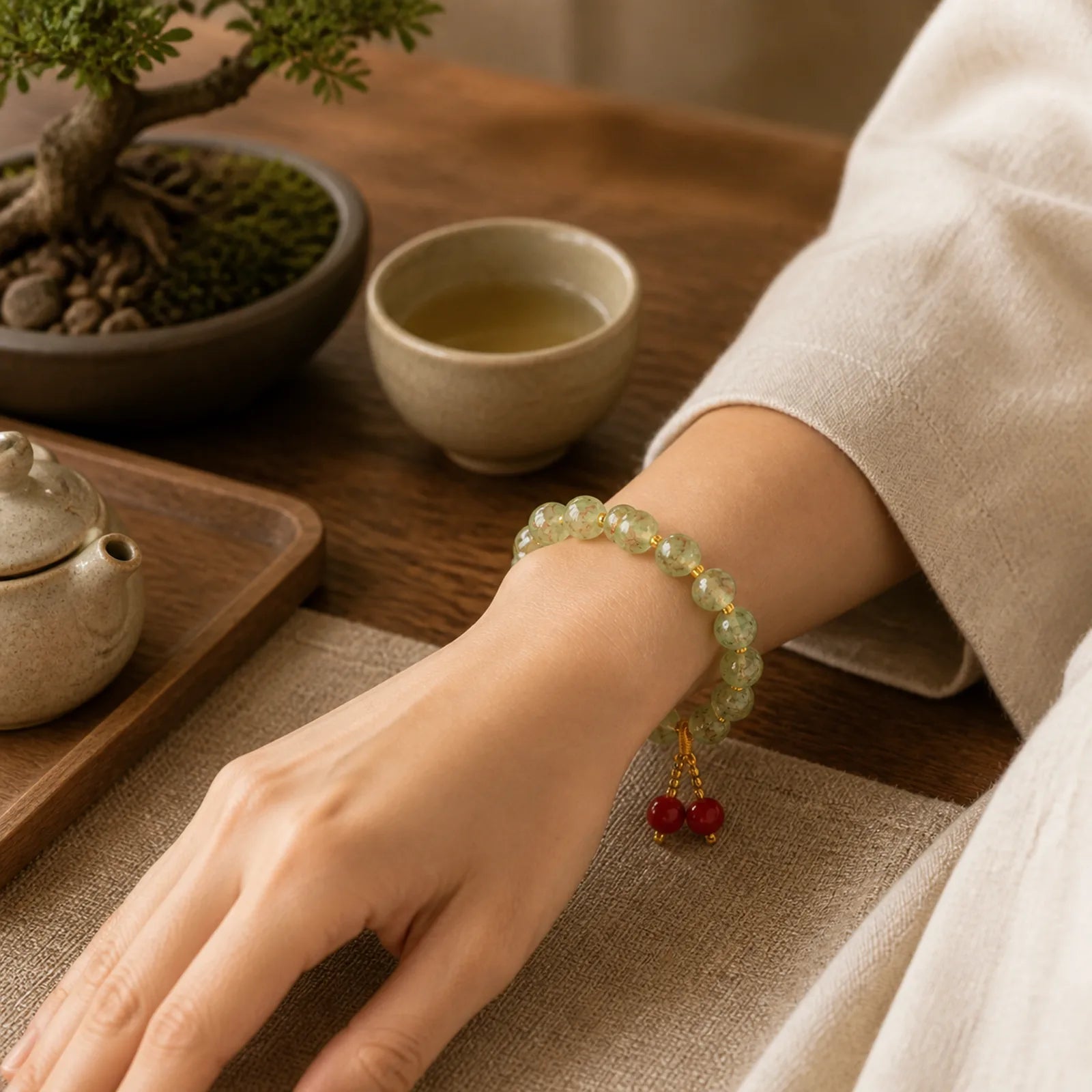 Liuli Glass Bead Blessing Harmony Bracelet featuring Five Elements