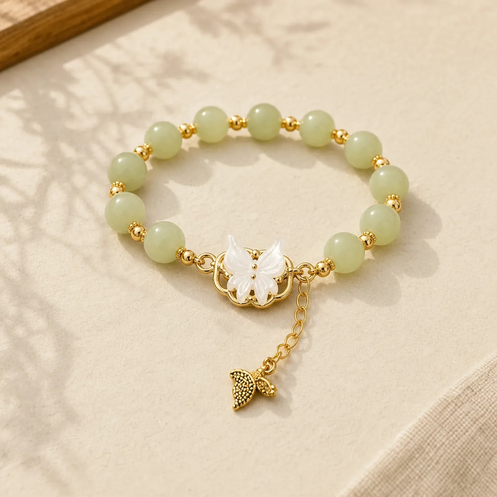 Liuli Glass Bead Butterfly Blessing Love Bracelet featuring Butterfly, Five Elements, Feng Shui Butterfly