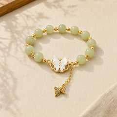 Liuli Glass Bead Butterfly Blessing Love Bracelet featuring Butterfly, Five Elements, Feng Shui Butterfly