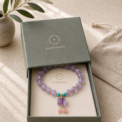 Liuli Glass Bead Lotus Design Fluorite Ivory Fruit Dancing Lion Charm Enlightenment Bracelet featuring Lotus, Fluorite, Ivory Fruit