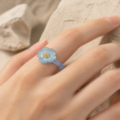 Liuli Hydrangea Flower Wisdom Ring featuring