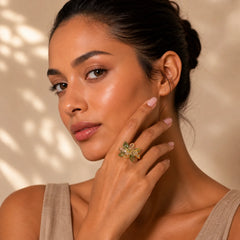 Liuli Osmanthus Flower Wisdom Ring featuring
