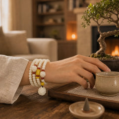 Lotus Bodhi Seed Mala 108 Beads Protection Bracelet featuring Lotus, Bodhi Seed, Jade