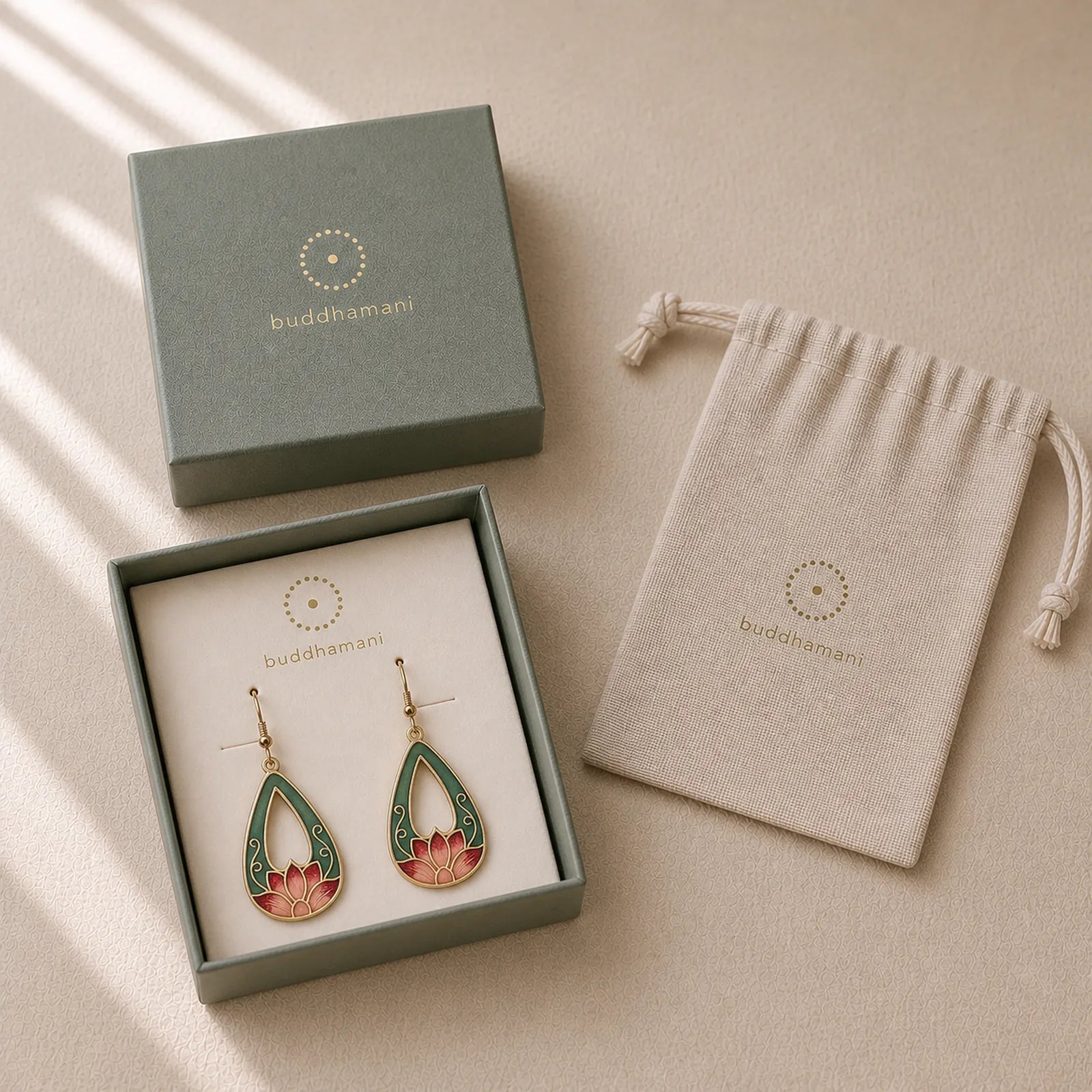 Lotus Butterfly Flower Alloy Copper Enlightenment Drop Earrings featuring Lotus, Butterfly, Copper