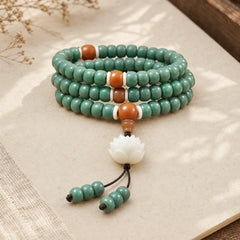 Lotus Cyan Bodhi Seed Success Bracelet featuring Lotus, Bodhi Seed, Jade
