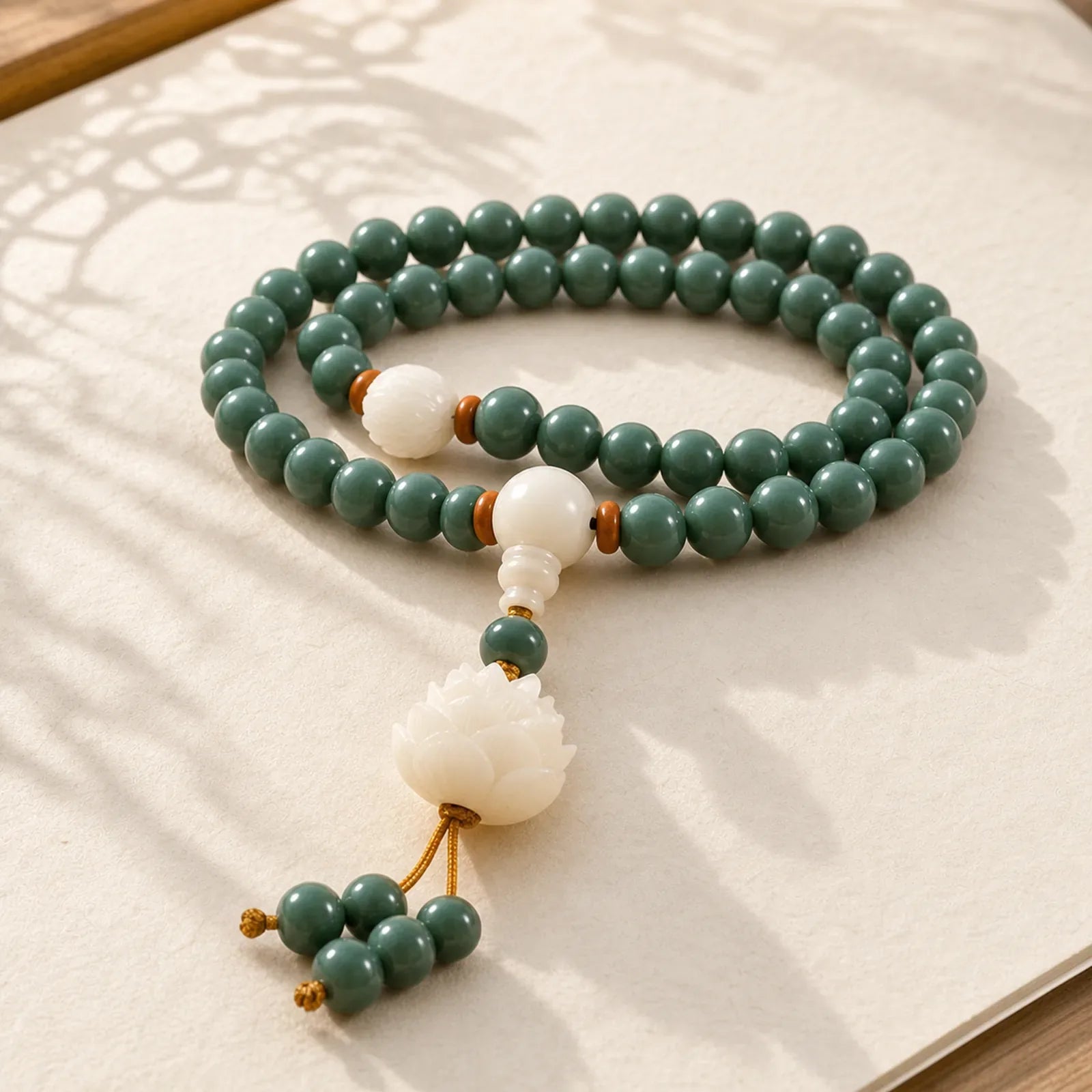 Lotus Cyan Bodhi Seed Success Bracelet featuring Lotus, Bodhi Seed