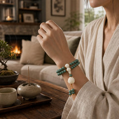 Lotus Cyan Bodhi Seed Success Bracelet featuring Lotus, Bodhi Seed