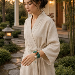 Lotus Cyan Bodhi Seed Success Bracelet featuring Lotus, Bodhi Seed, Jade