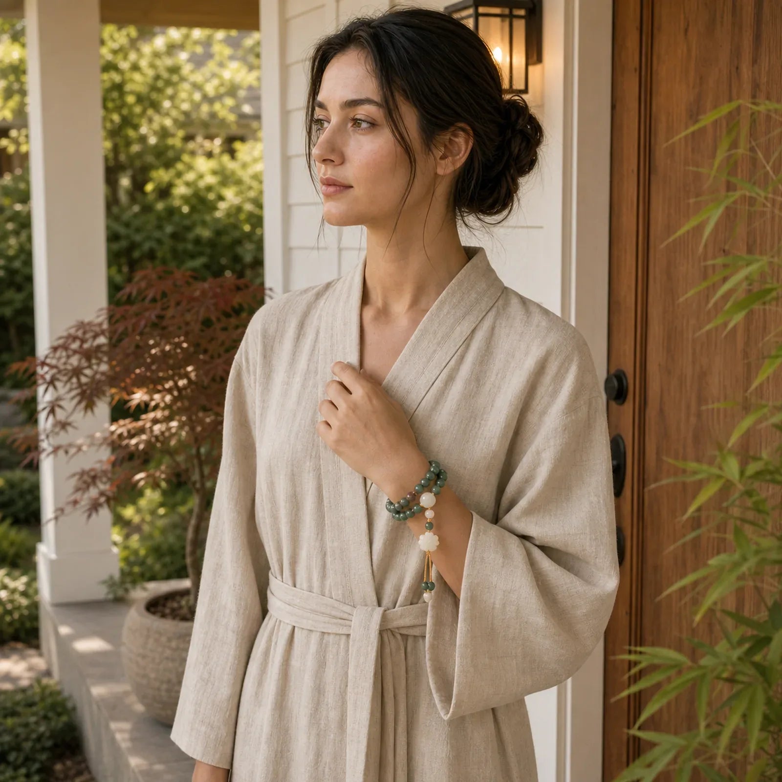 Lotus Cyan Bodhi Seed Success Bracelet featuring Lotus, Bodhi Seed