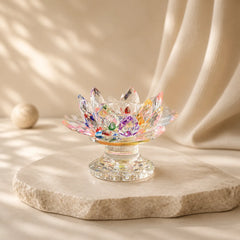 Lotus Flower Crystal Candle Holder Home Office Offering Decoration featuring Lotus, Lotus Symbol