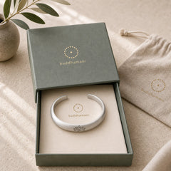Lotus Flower Heart Sutra White Copper Healing Luck Bracelet featuring Lotus, Copper, Lotus Symbol