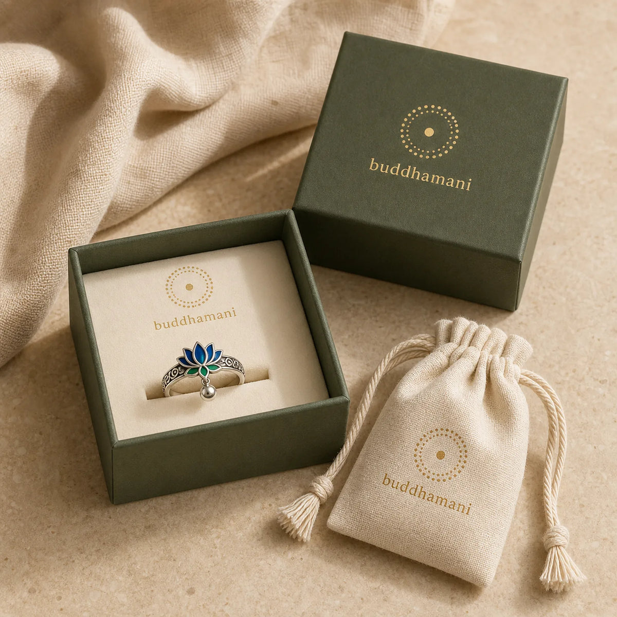 Lotus Flower Pattern Enlightenment Ring featuring Lotus, Lotus Symbol, Copper