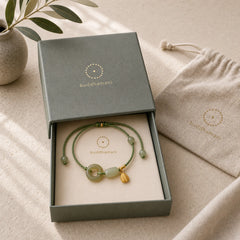 Lotus Jade Peace Buckle Bead Luck Happiness Charm String Bracelet featuring Lotus, Jade, Peace Buckle