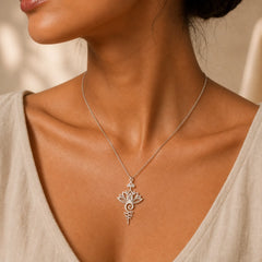 Lotus Luck Wealth Necklace Pendant featuring Lotus, Titanium Steel, Lotus Symbol