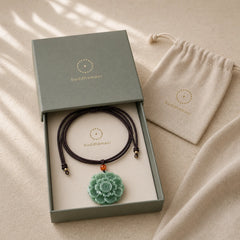 Lotus Pattern Jade Luck Prosperity Necklace Pendant featuring Lotus, Jade, Lotus Symbol