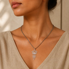 Lotus Vines Design Chakra Symbol Stainless Steel Enlightenment Necklace Pendant featuring Lotus, Lotus Symbol