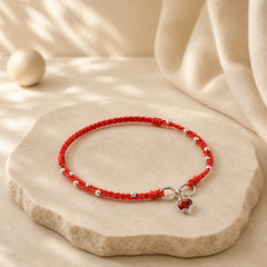 Love Heart Infinity Symbol Braided String Anklet featuring Red String, Copper, Silver