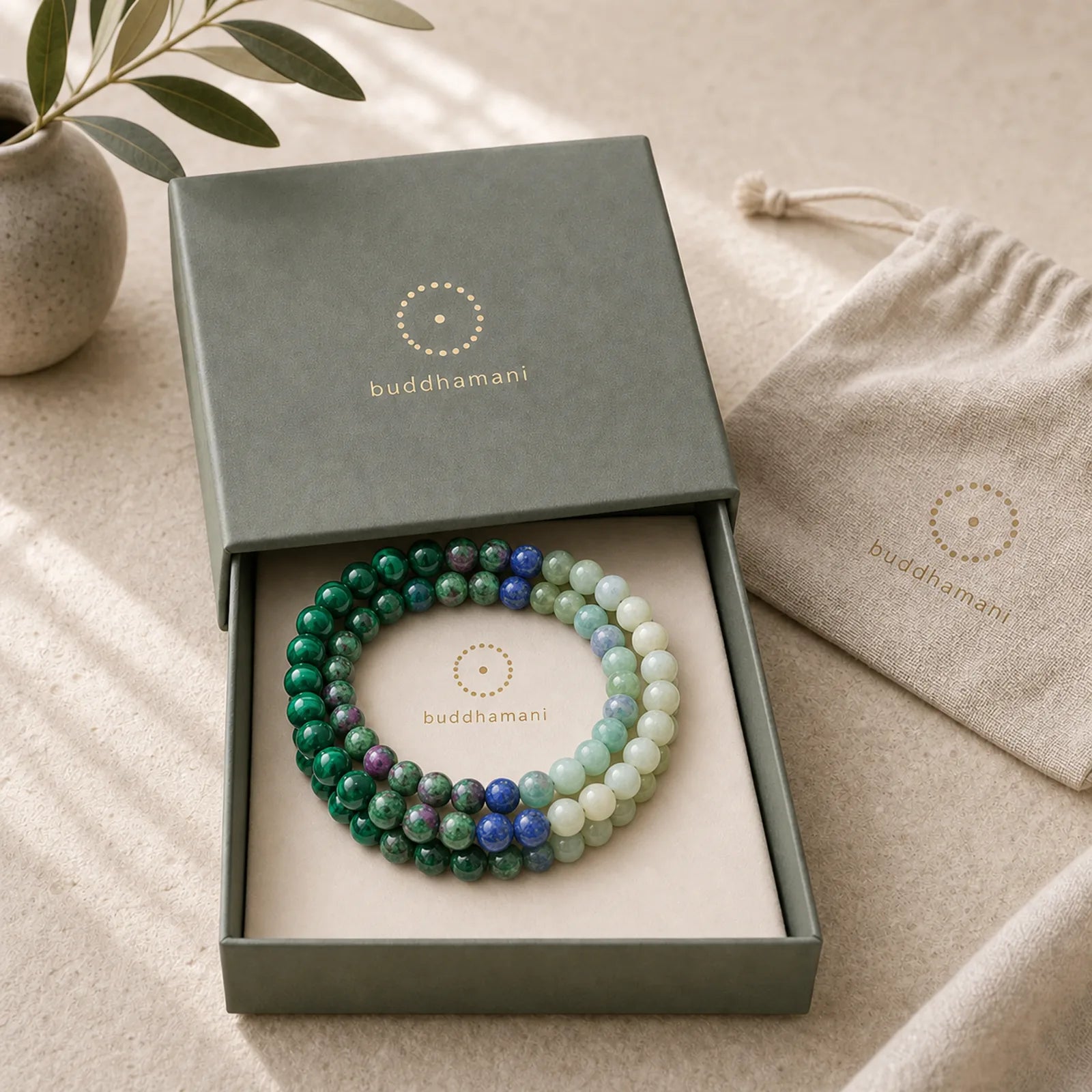 Love Self Green Series Calm Balance Support Bracelet featuring Amazonite, Green Tiger Eye, Tiger Eye