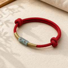 Luck Jade String Rope Bracelet featuring Jade, Red String