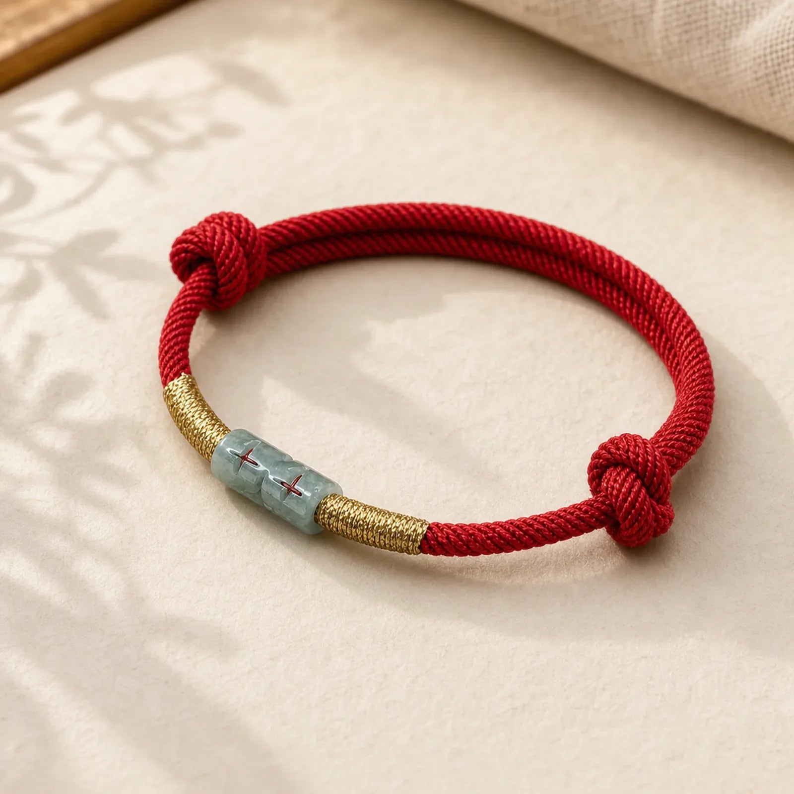 Luck Jade String Rope Bracelet featuring Jade, Red String