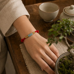 Luck Jade String Rope Bracelet featuring Jade, Red String