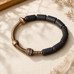 Luck Wealth Black Lava Rock Beads Copper Bracelet featuring Lava Rock, Copper