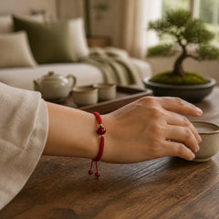 Lucky Cinnabar Bead Blessing Red String Bracelet featuring Cinnabar, Red String