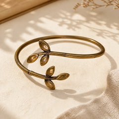 Lucky Clover Copper Brass Healing Bracelet Bangle featuring Copper
