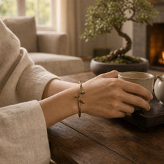 Lucky Clover Copper Brass Healing Bracelet Bangle featuring Copper