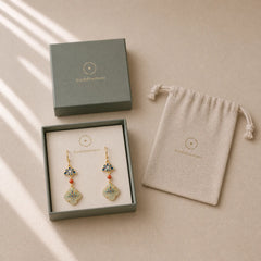 Lucky Four Leaf Clover Jade Abundance Copper Earrings featuring Jade, Copper