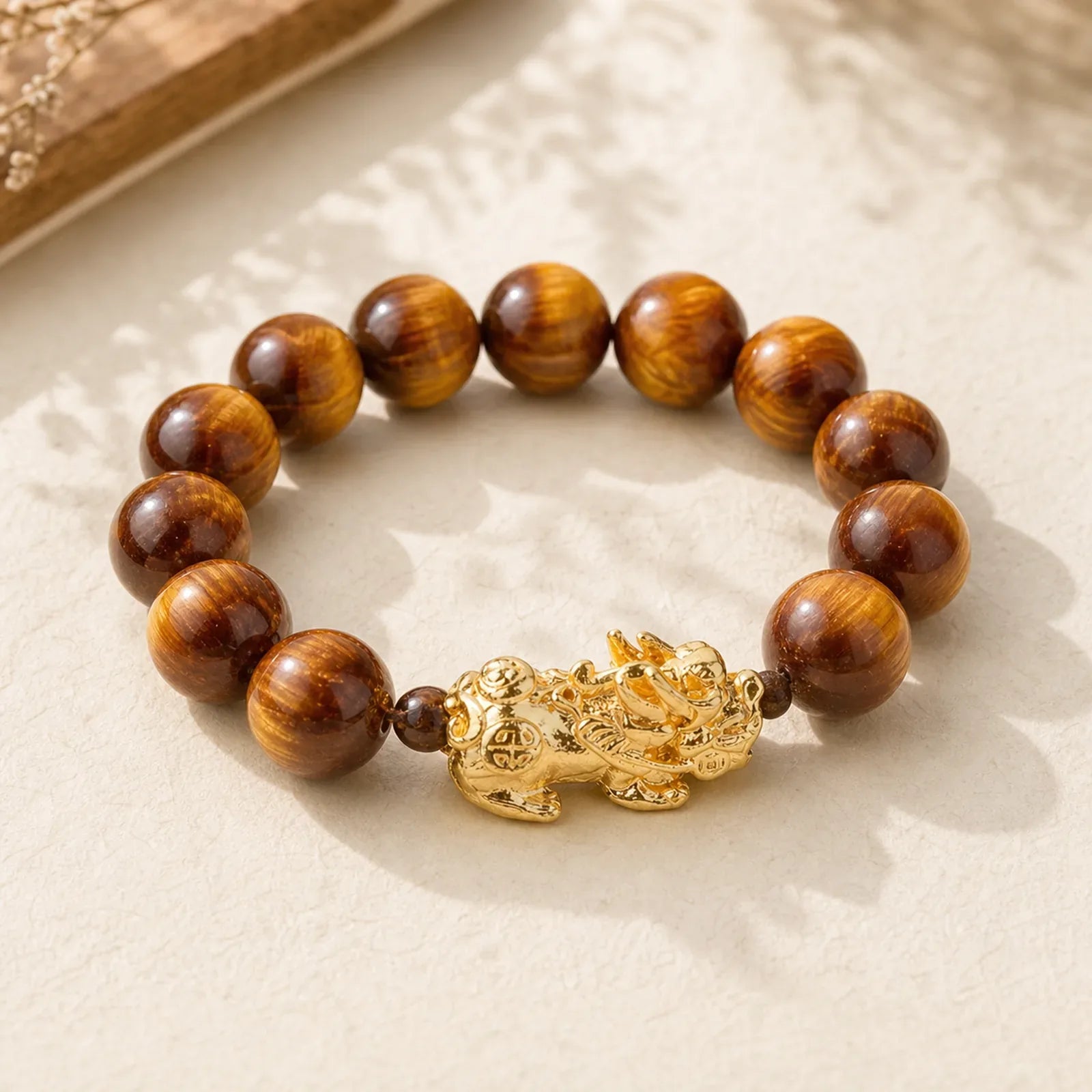 Lucky Golden Tiger Eye Abundant Pixiu Bracelet featuring Tiger Eye, Pixiu
