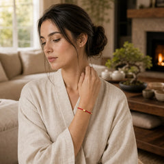 Lucky Red String Bracelet featuring Red String, Copper, Silver