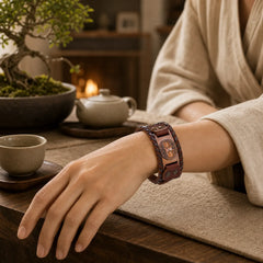 Lucky Tree Of Life Balance Leather Bracelet featuring The Tree of Life, Copper