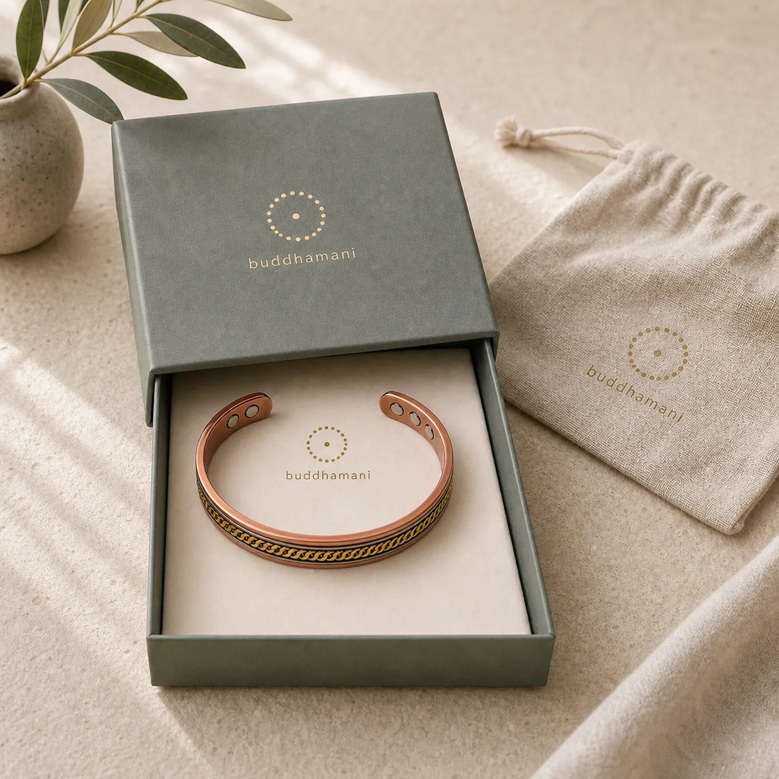Magnetic Copper Balance Adjustable Cuff Bracelet Bangle Ring featuring Copper