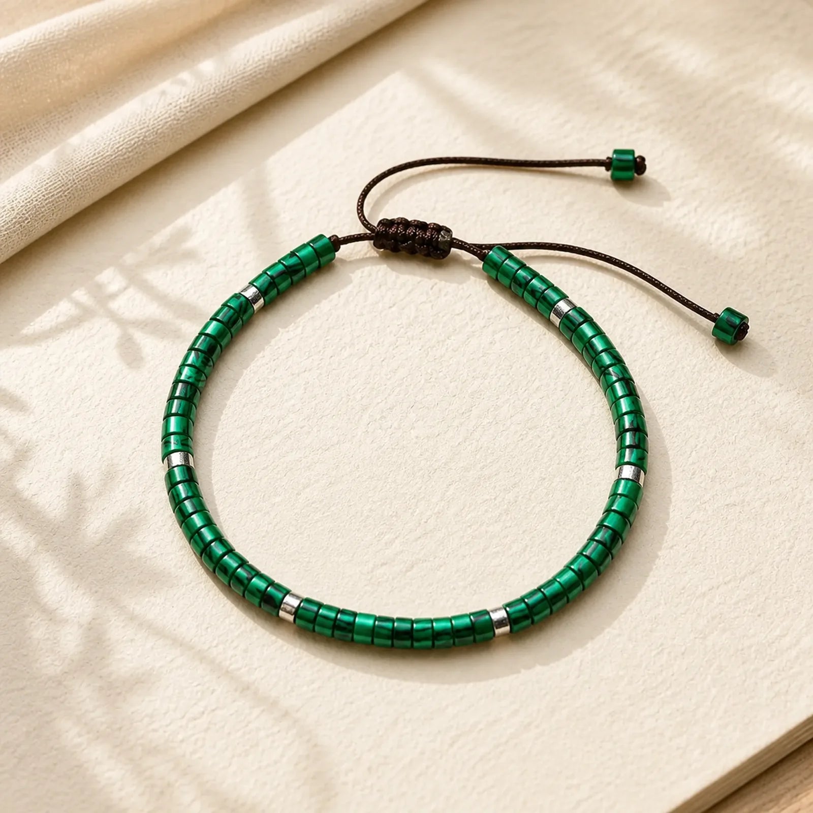 Malachite Anti-Anxiety Spacer Bead Bracelet featuring Malachite