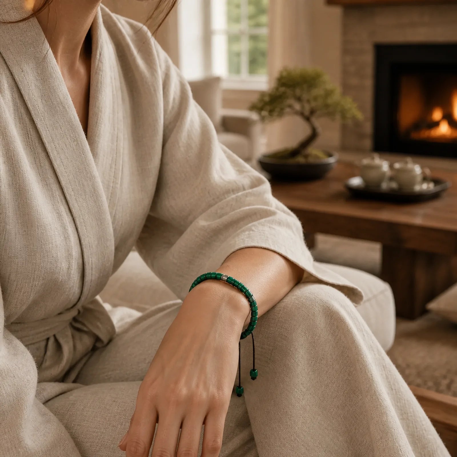 Malachite Anti-Anxiety Spacer Bead Bracelet featuring Malachite
