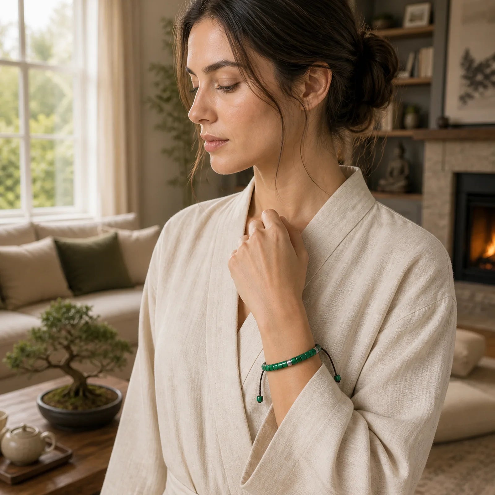 Malachite Anti-Anxiety Spacer Bead Bracelet featuring Malachite