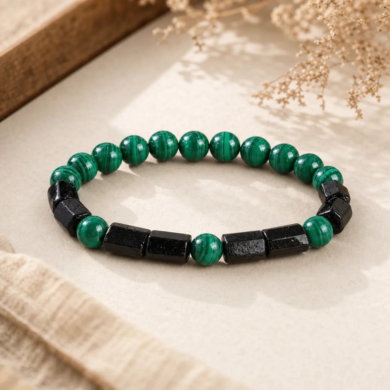 Malachite Black Tourmaline Purity Bracelet featuring Malachite, Tourmaline