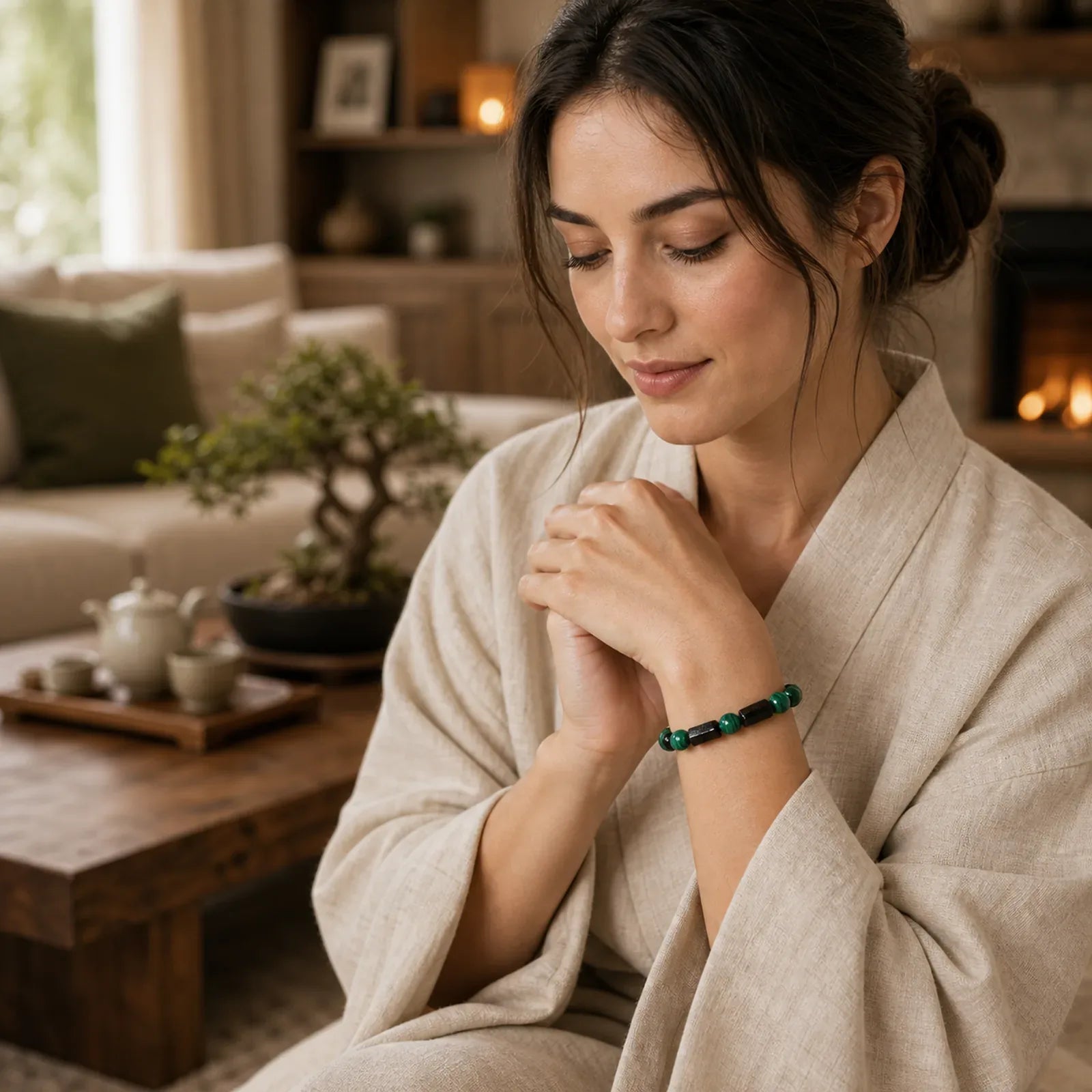 Malachite Black Tourmaline Purity Bracelet featuring Malachite, Tourmaline