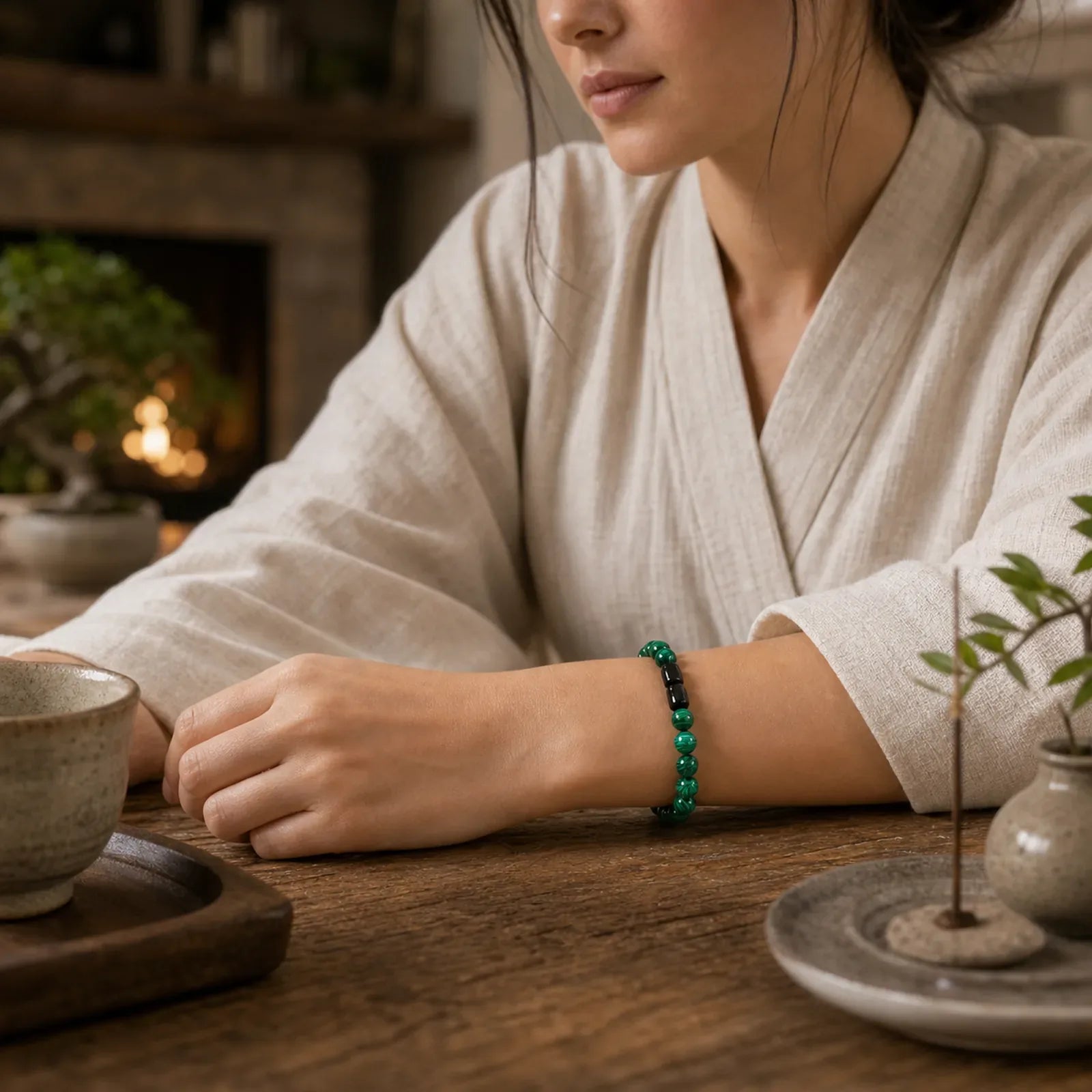 Malachite Black Tourmaline Purity Bracelet featuring Malachite, Tourmaline