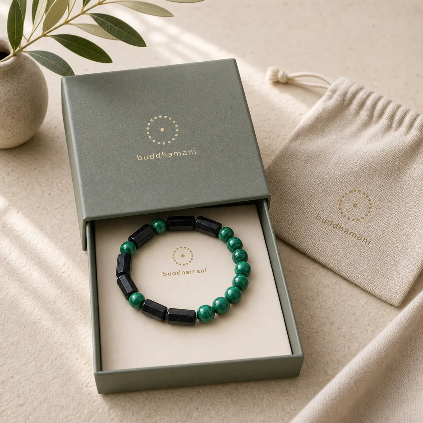 Malachite Black Tourmaline Purity Bracelet featuring Malachite, Tourmaline