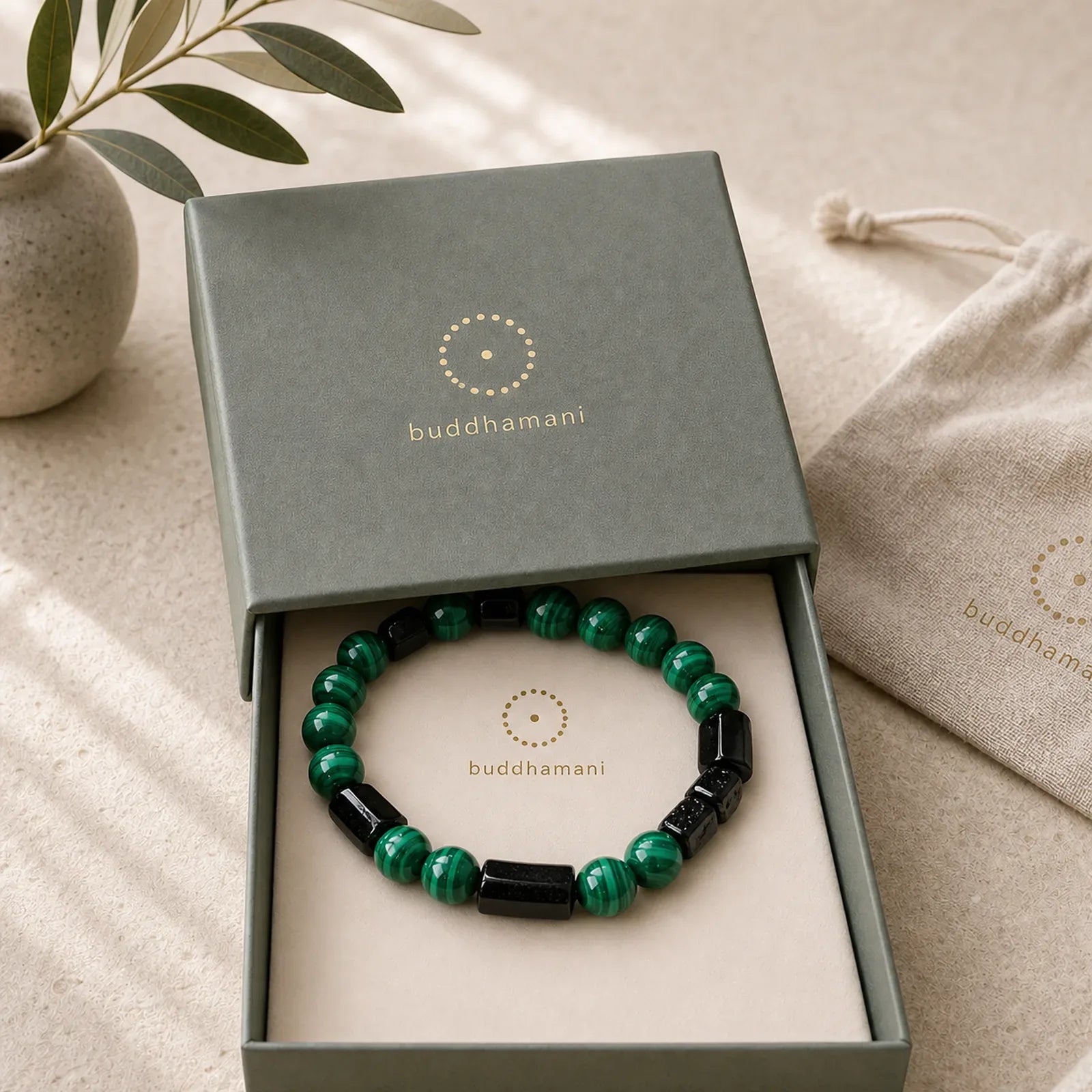 Malachite Black Tourmaline Purity Bracelet featuring Malachite, Tourmaline