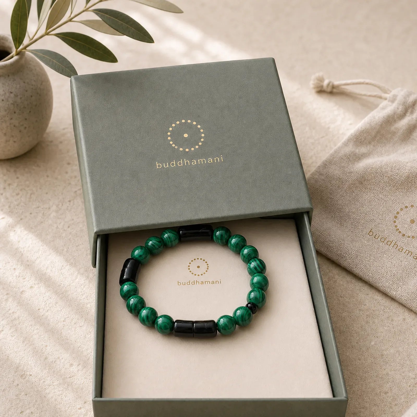 Malachite Black Tourmaline Purity Bracelet featuring Malachite, Tourmaline
