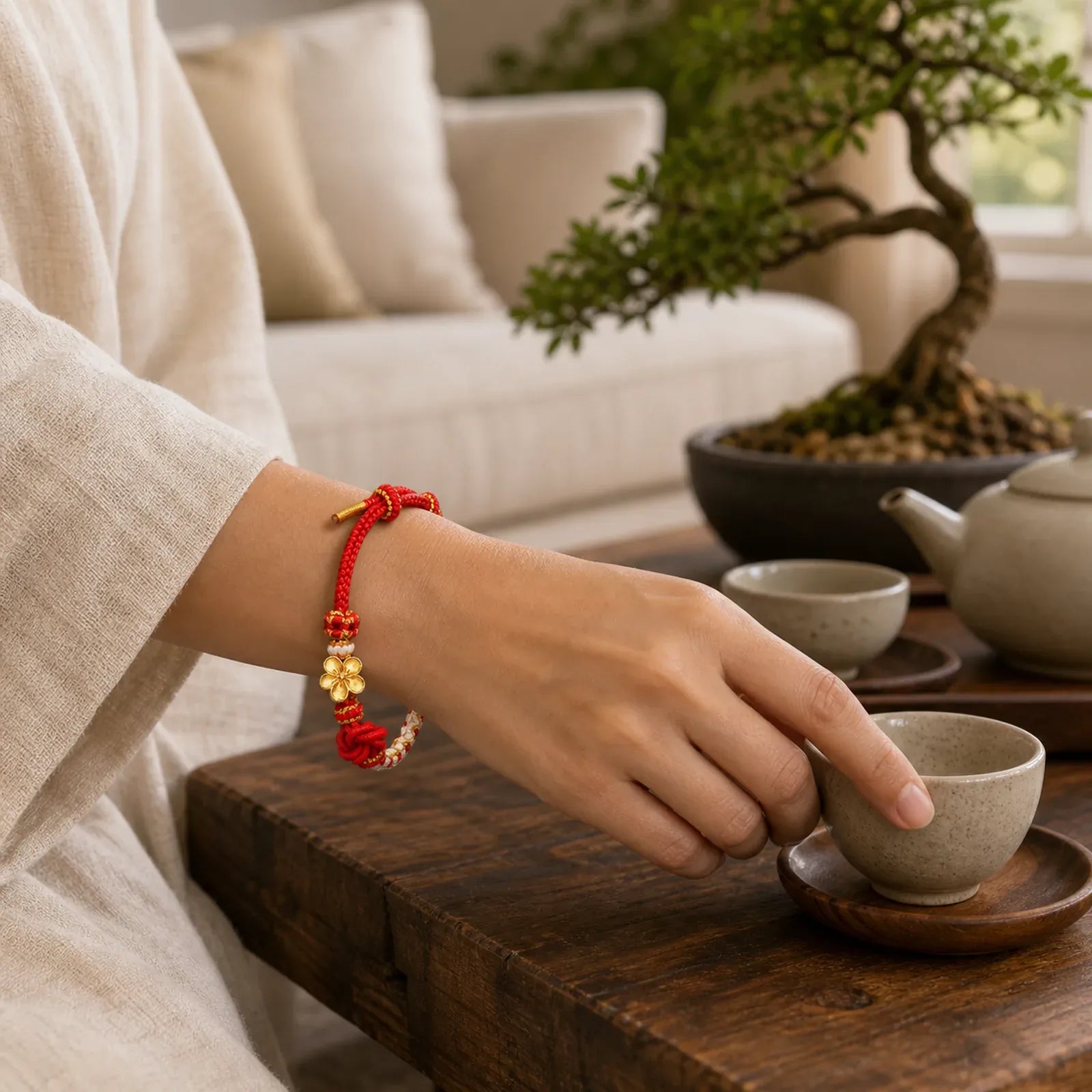 Mandala Braided Rope Confidence Bracelet featuring Mandala, Red String