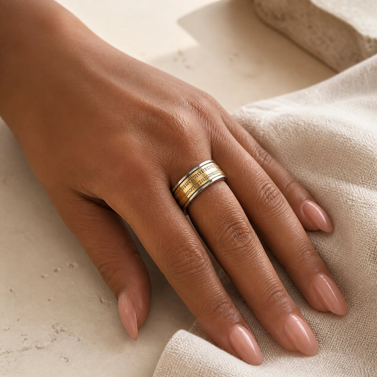 Mantra Titanium Steel Balance Rotatable Ring featuring Titanium Steel