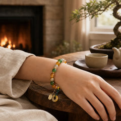 "May Balance and Safety Be With You"Peacock Agate Bracelet Includes Gift Message Card featuring Peacock Agate, Peacock, Topaz