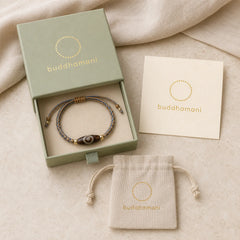 "May Blessings Protect Your Journey" Dzi Bead Bracelet Includes Gift Message Card featuring Dzi Bead, Nine-Eye Dzi Bead, Copper