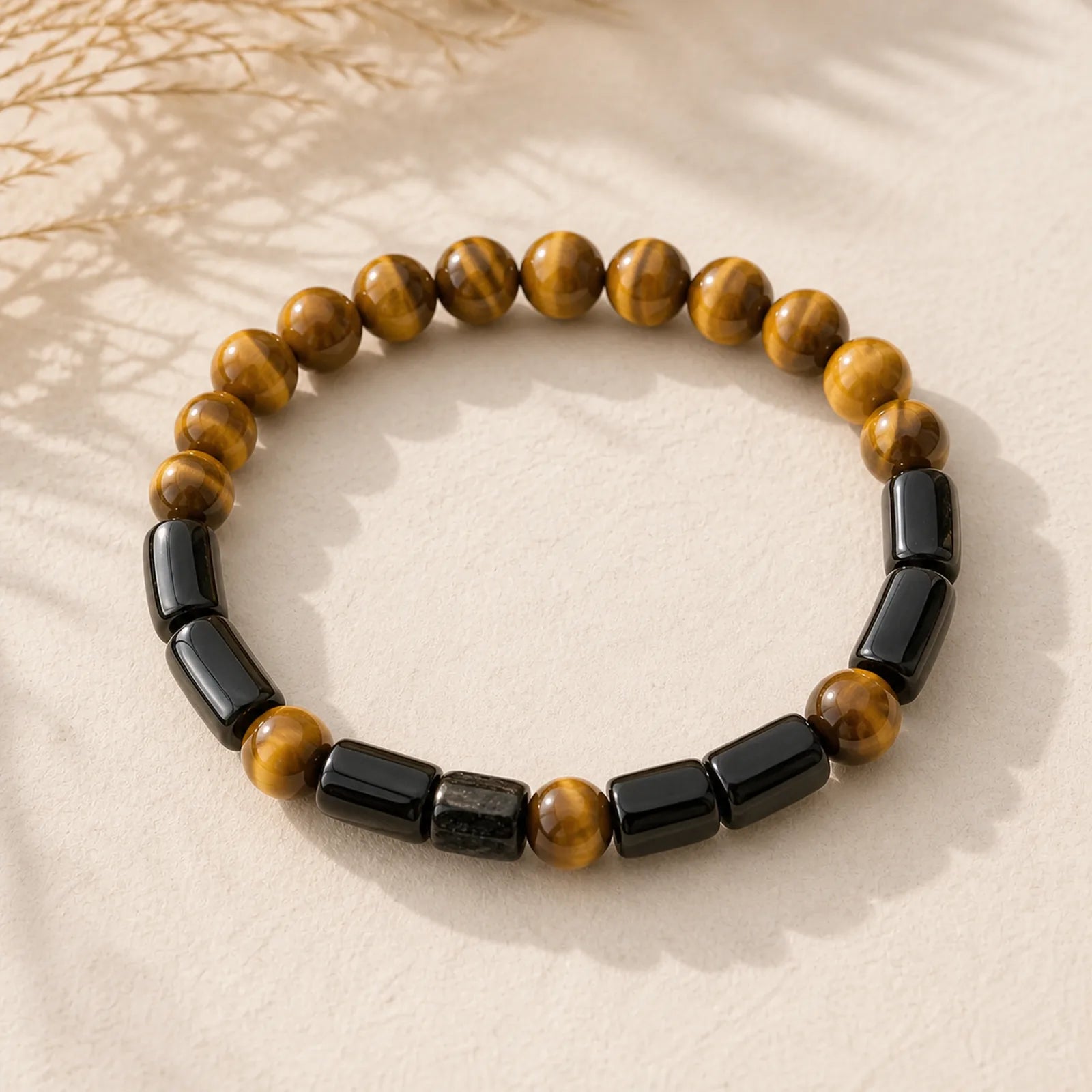"May Confidence Guide Your Way" Black Tourmaline Bracelet Includes Gift Message Card featuring Tourmaline, Tiger Eye