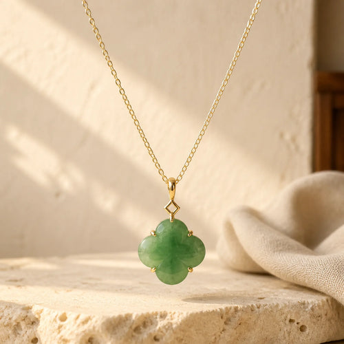 "May Luck and Joy Be With You" Jade Necklace Includes Gift Message Card featuring Jade, Green Jade, Copper